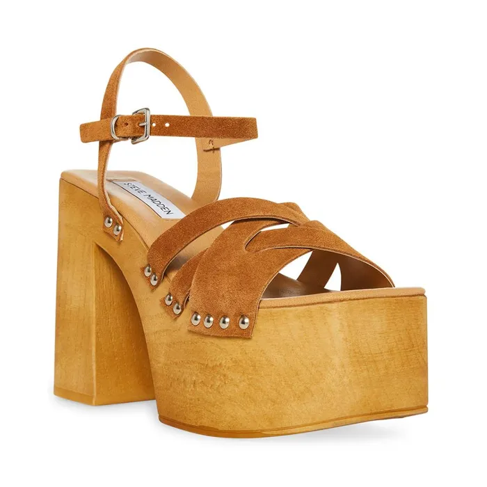 Womens Caileen Chestnut Suede Steve Madden Heels