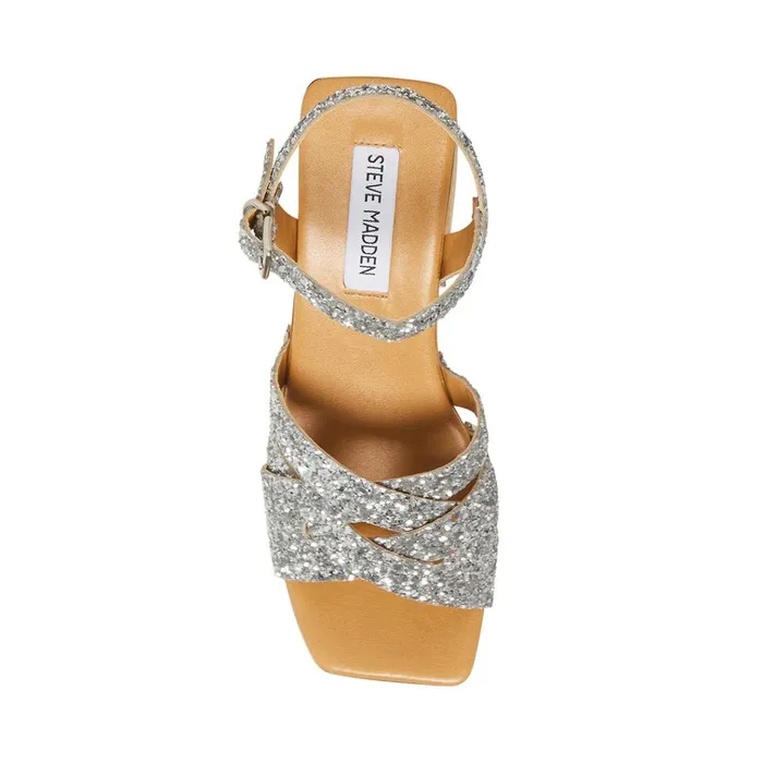 Womens Caileen Silver Glitter Steve Madden Heels