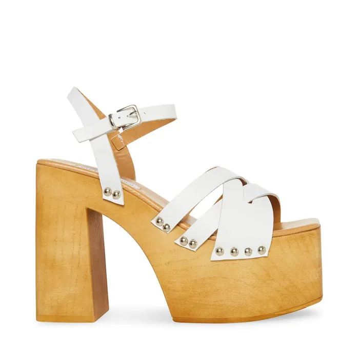 Womens Caileen White Leather Steve Madden Heels