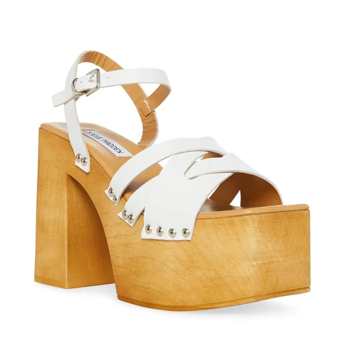 Womens Caileen White Leather Steve Madden Heels