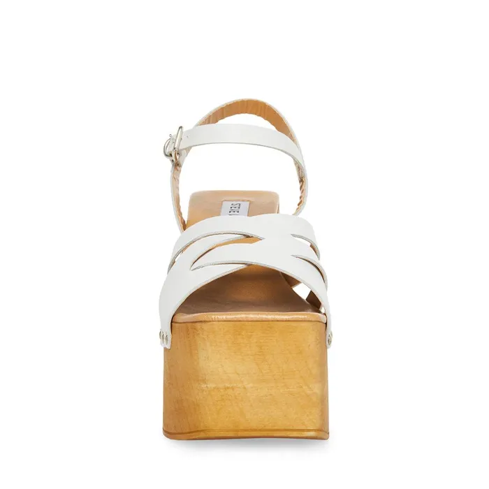 Womens Caileen White Leather Steve Madden Heels