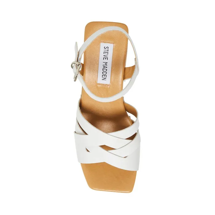 Womens Caileen White Leather Steve Madden Heels