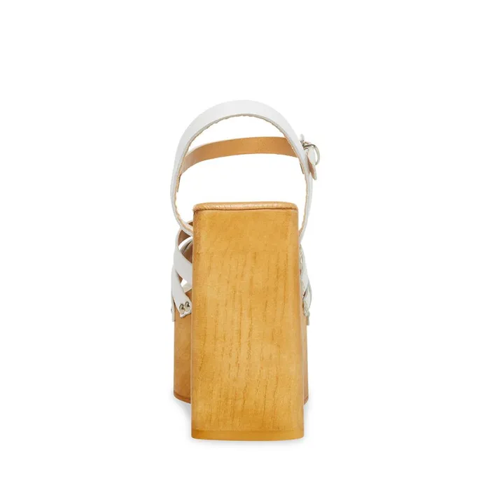 Womens Caileen White Leather Steve Madden Heels