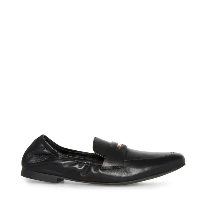 Womens Calver Black Leather Steve Madden Loafers and Flats