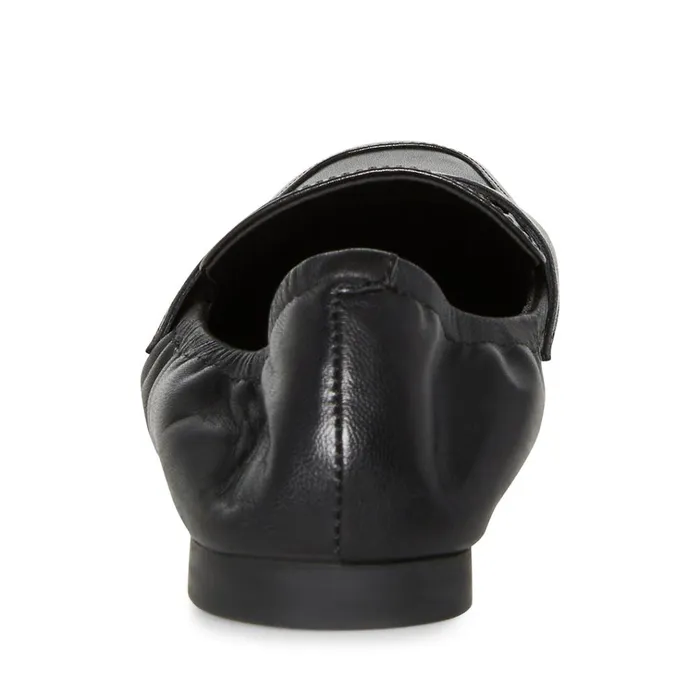 Womens Calver Black Leather Steve Madden Loafers and Flats
