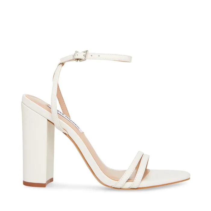 Womens Candid White Leather Steve Madden Heels