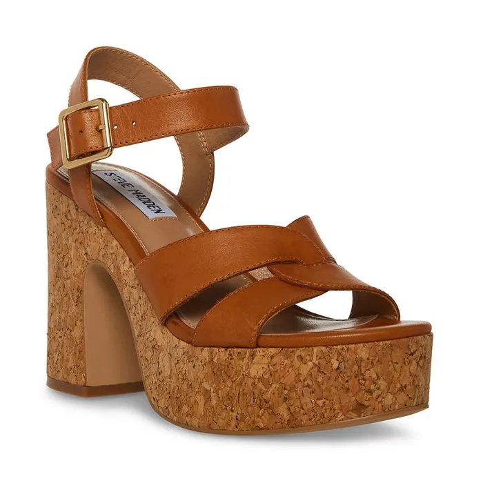 Womens Carisma Cognac Leather Steve Madden Heels