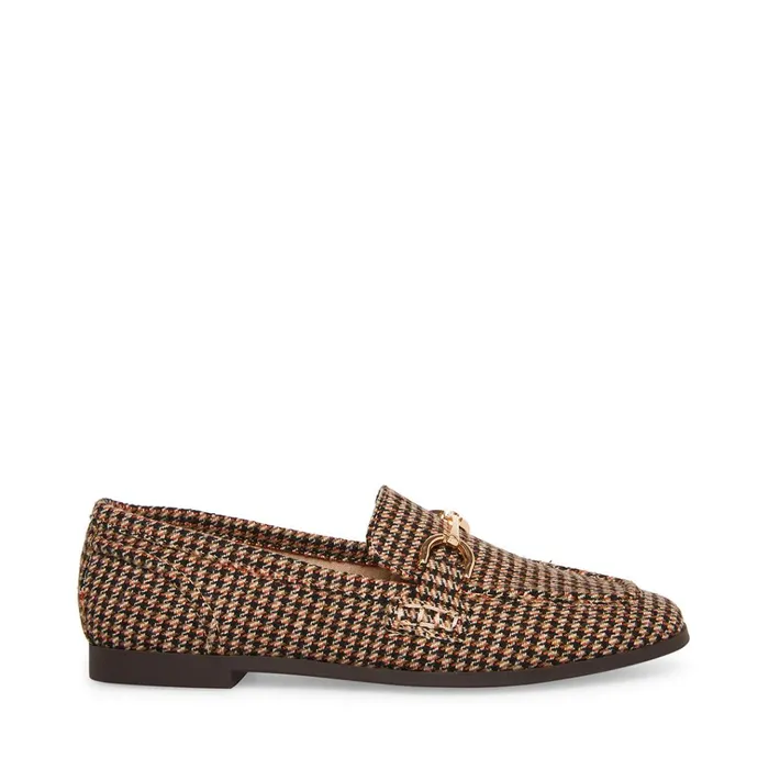 Womens Carrine Brown Plaid Steve Madden Loafers and Flats
