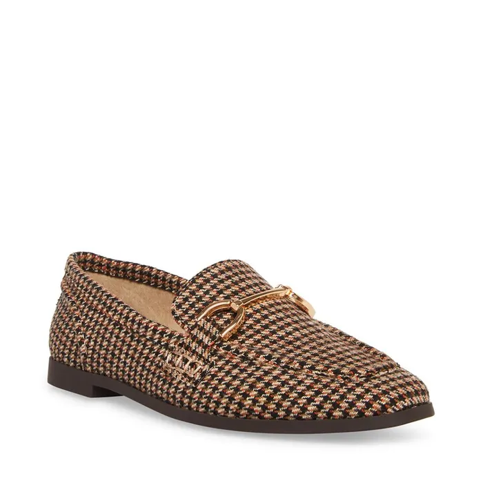 Womens Carrine Brown Plaid Steve Madden Loafers and Flats