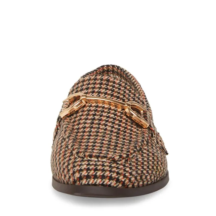 Womens Carrine Brown Plaid Steve Madden Loafers and Flats
