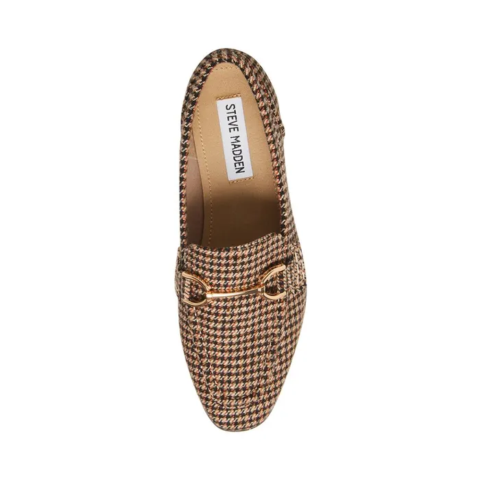 Womens Carrine Brown Plaid Steve Madden Loafers and Flats
