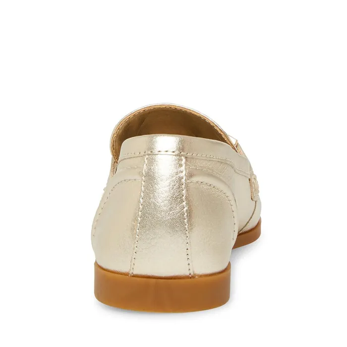 Womens Carrine Gold Leather Steve Madden Loafers and Flats