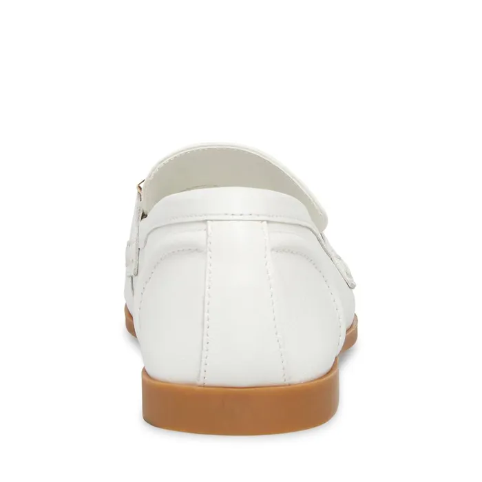 Womens Carrine White Leather Steve Madden Loafers and Flats