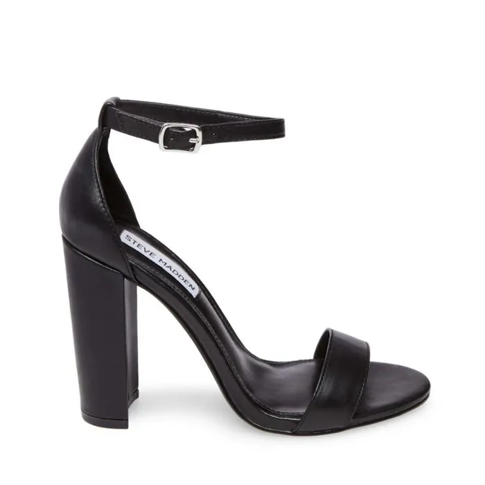 Womens Carrson Black Leather Steve Madden Heels