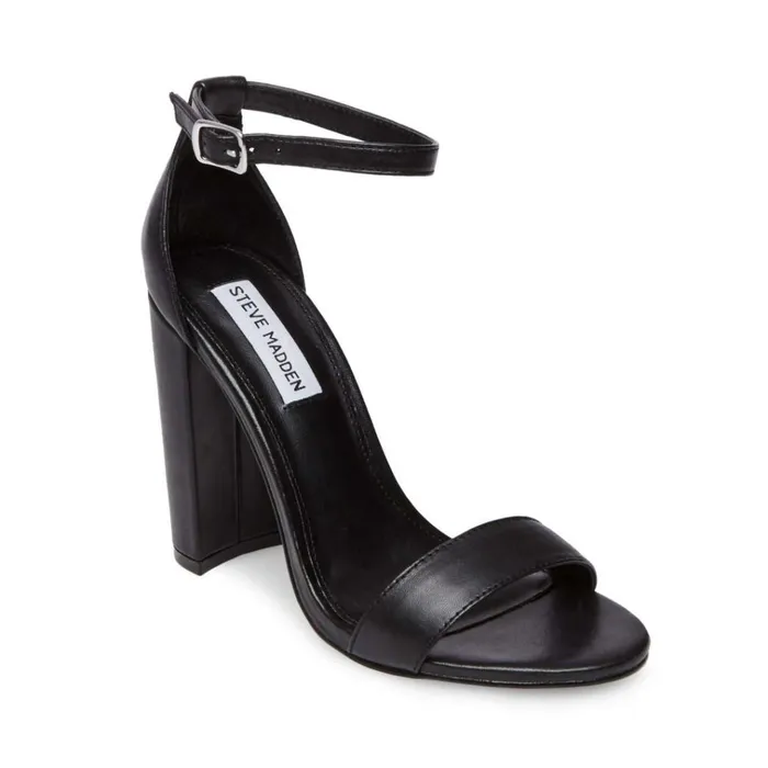 Womens Carrson Black Leather Steve Madden Heels