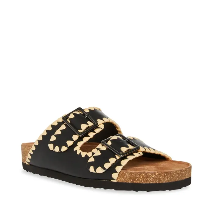 Womens Cheyanne Black Leather Steve Madden Sandals