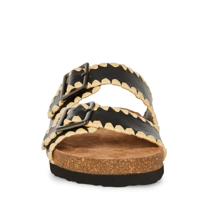 Womens Cheyanne Black Leather Steve Madden Sandals