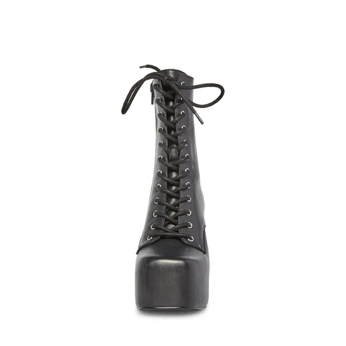 Womens Confident Black Leather Steve Madden Boots and Booties