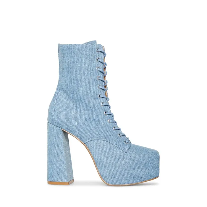 Womens Confident Denim Fabric Steve Madden Boots and Booties