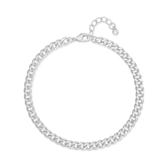 Womens Curb Chain Anklet Silver Steve Madden Jewelry