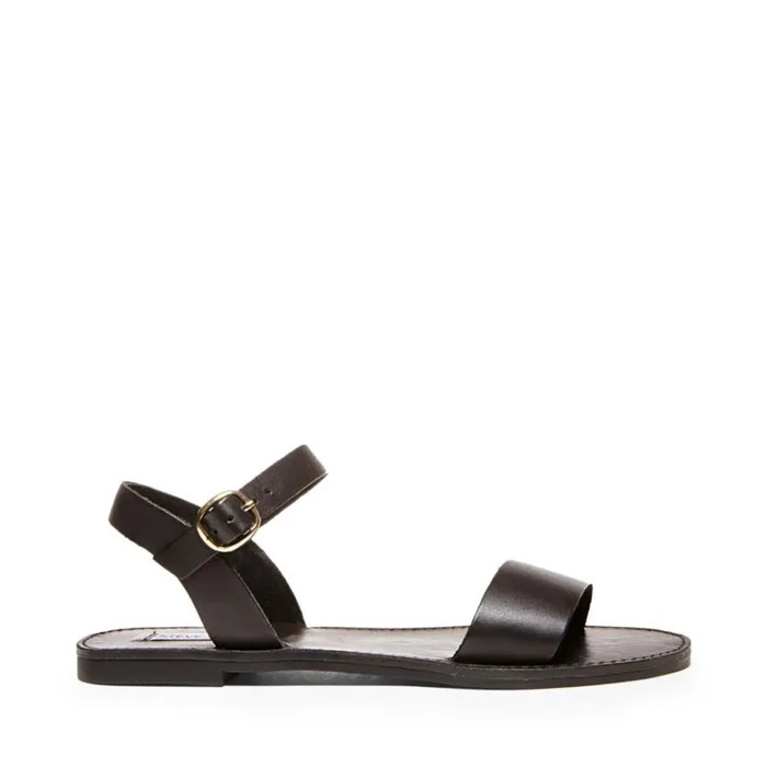 Womens Donddi Black Leather Steve Madden Sandals