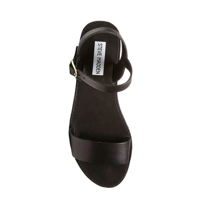 Womens Donddi Black Leather Steve Madden Sandals