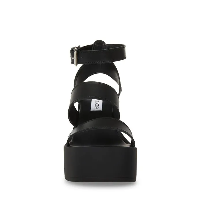 Womens Dora Black Leather Steve Madden Heels