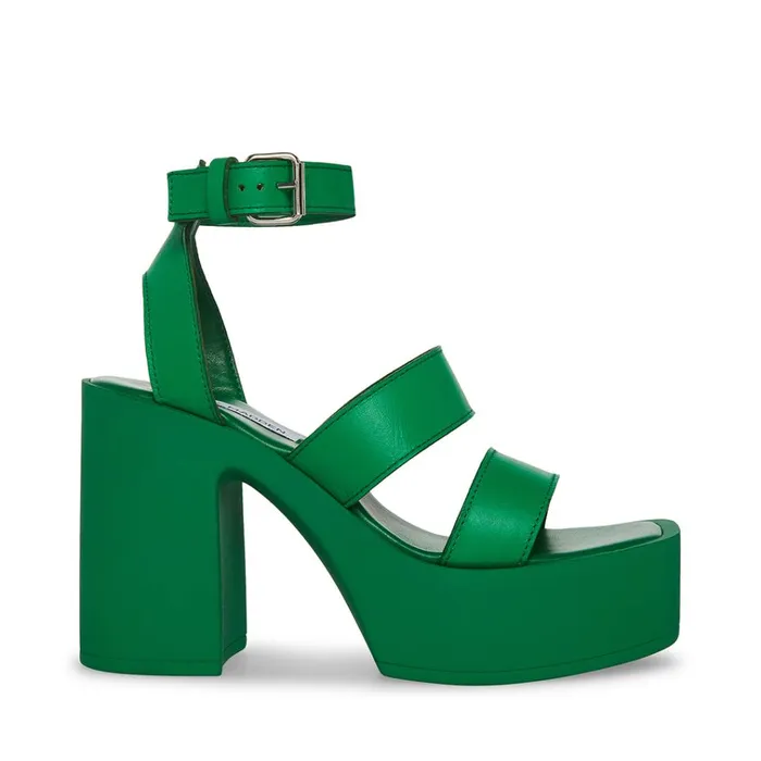 Womens Dora Green Leather Steve Madden Heels