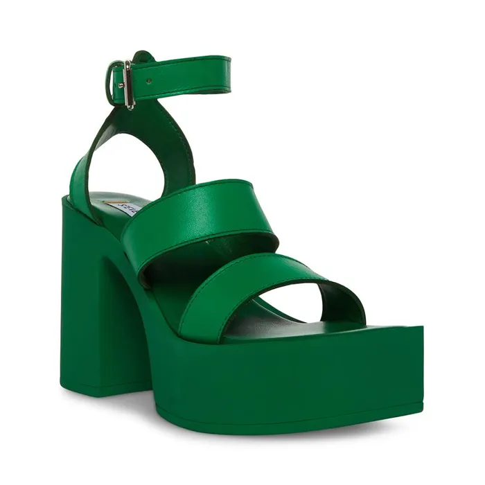 Womens Dora Green Leather Steve Madden Heels