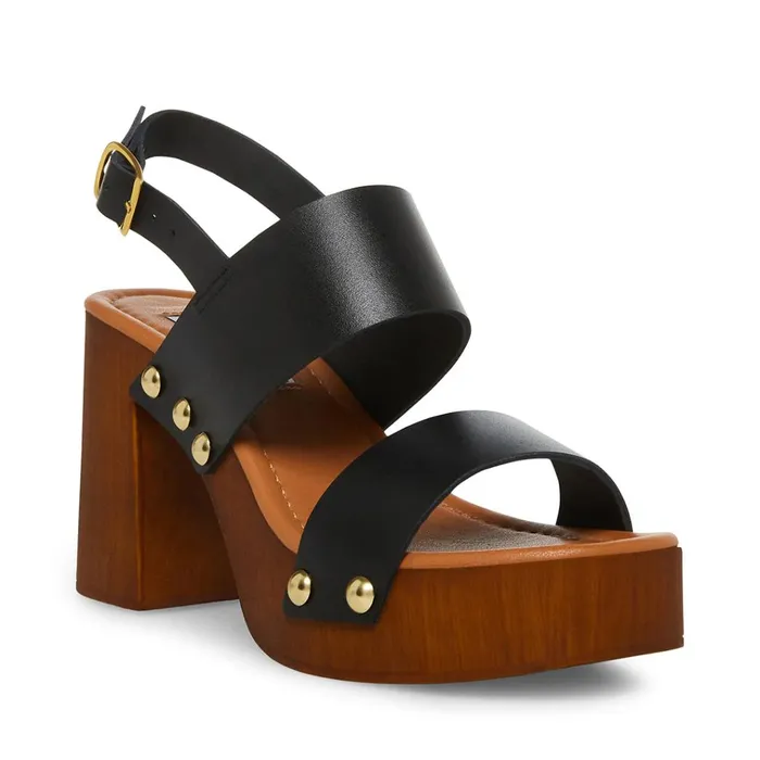 Womens Dottie Black Leather Steve Madden Heels