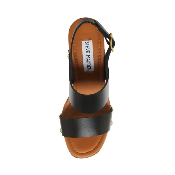 Womens Dottie Black Leather Steve Madden Heels