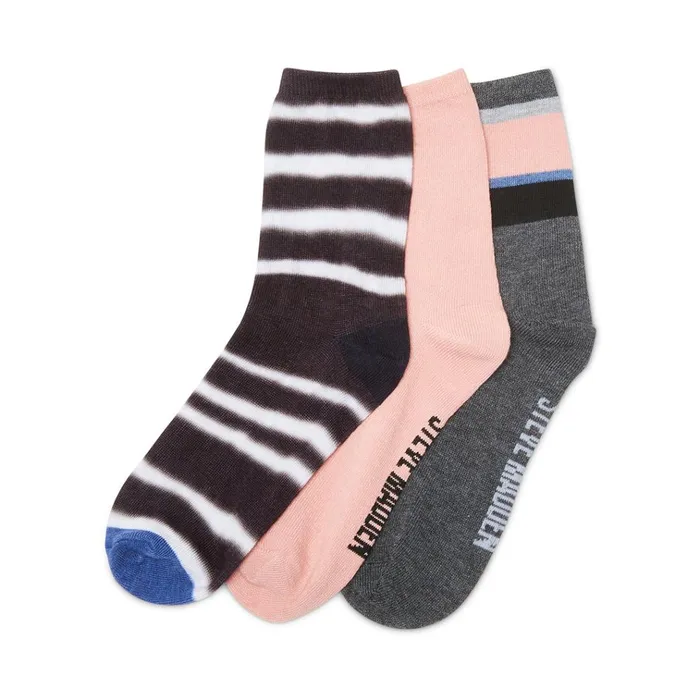 Womens Dyed Stripe Crew Black Multi Steve Madden Socks and Tights