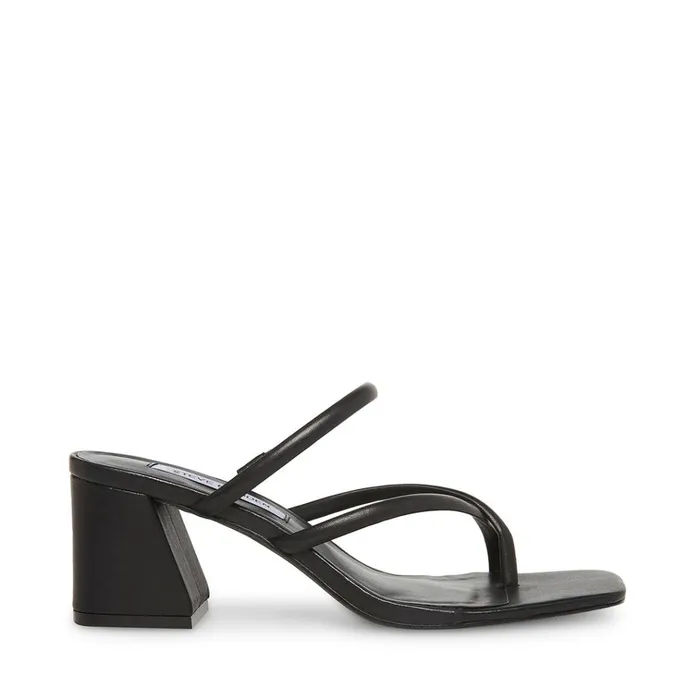 Womens Effie Black Leather Steve Madden Heels