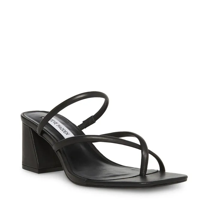 Womens Effie Black Leather Steve Madden Heels