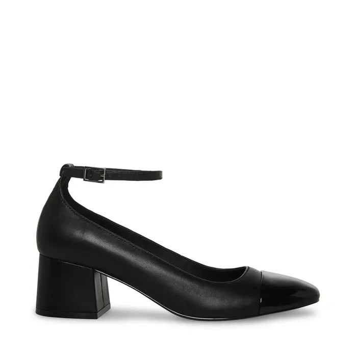 Womens Eli Black Leather Steve Madden Heels