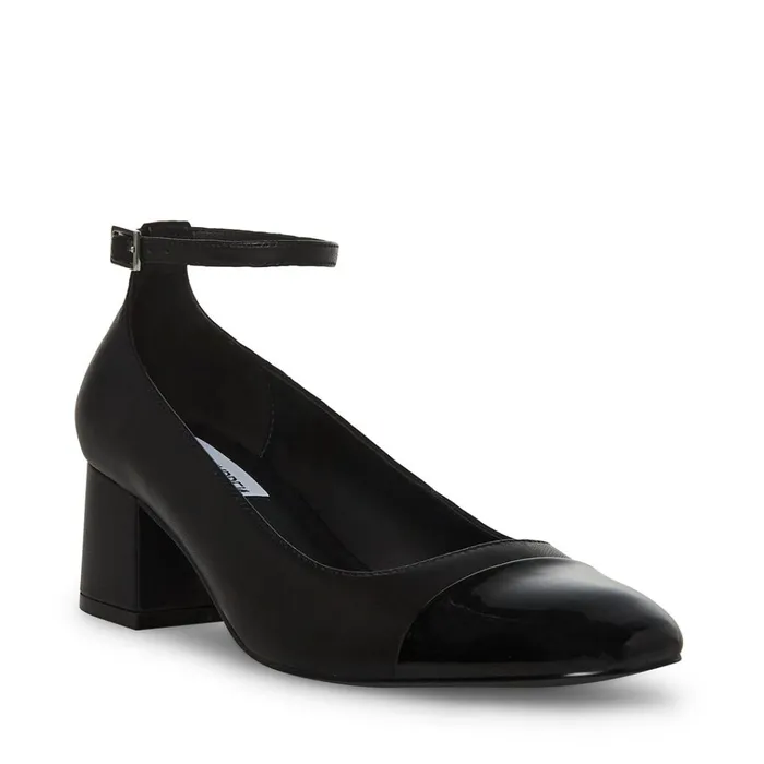Womens Eli Black Leather Steve Madden Heels