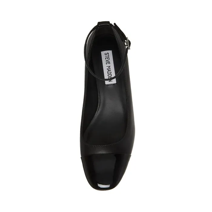 Womens Eli Black Leather Steve Madden Heels