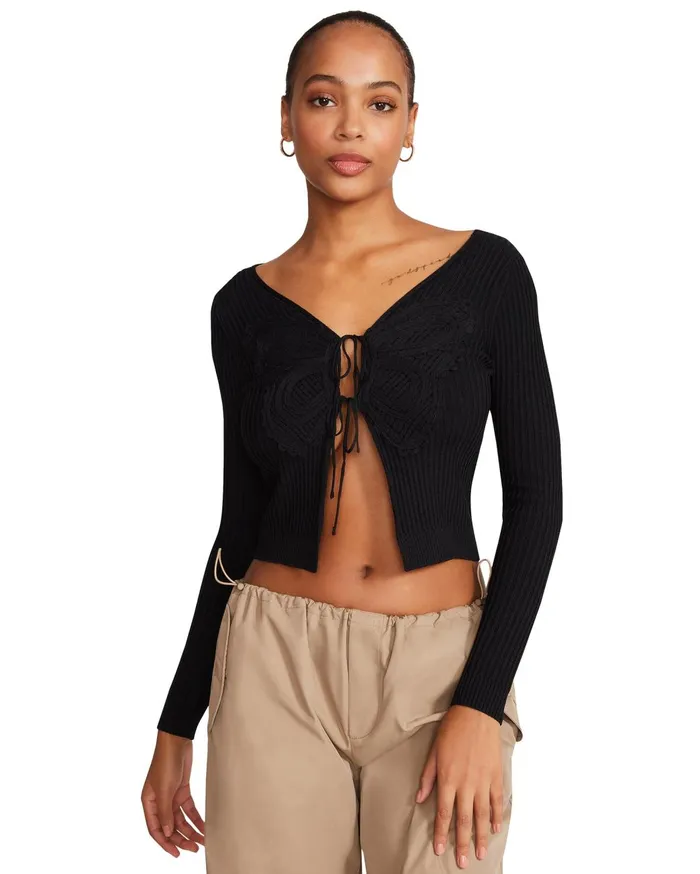 Womens Emilia Cardigan Black Steve Madden Tops and Shirts