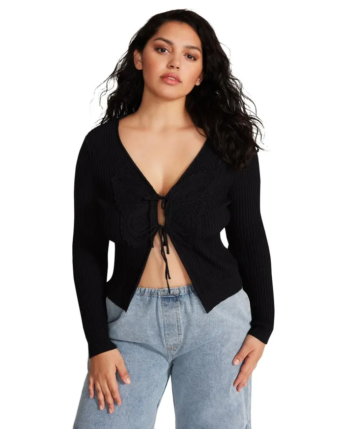 Womens Emilia Cardigan Black Steve Madden Tops and Shirts