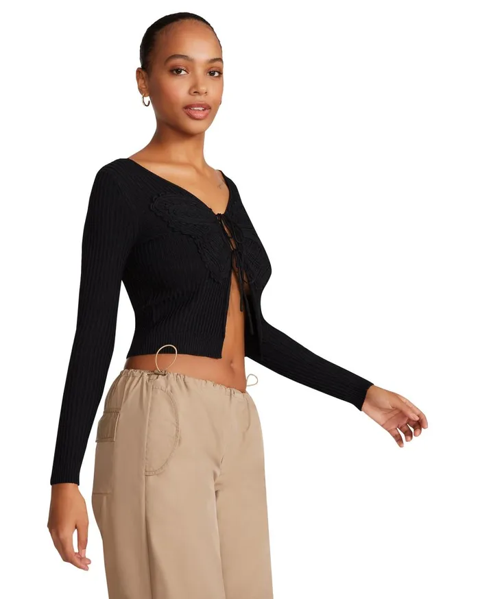 Womens Emilia Cardigan Black Steve Madden Tops and Shirts
