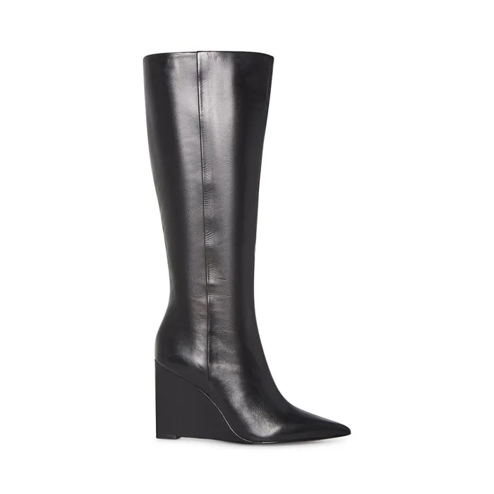 Womens Encore Black Leather Steve Madden Boots and Booties