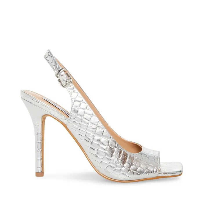 Womens Esme Silver Crocodile Steve Madden Heels