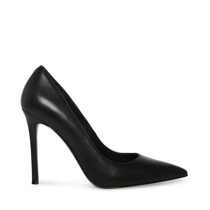 Womens Evelyn Black Leather Steve Madden Heels