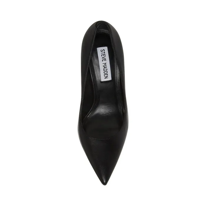 Womens Evelyn Black Leather Steve Madden Heels