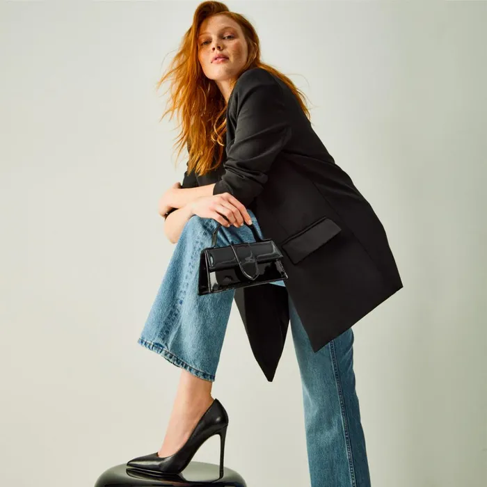 Womens Evelyn Black Leather Steve Madden Heels