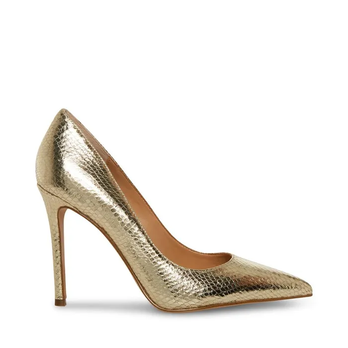 Womens Evelyn Gold Snake Steve Madden Heels