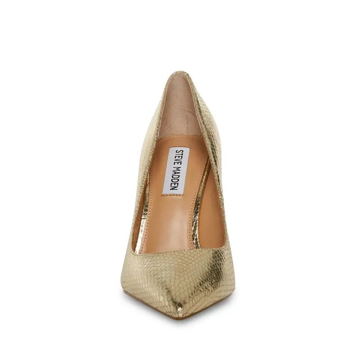 Womens Evelyn Gold Snake Steve Madden Heels