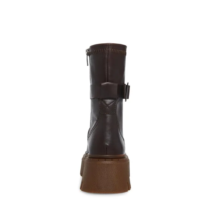 Womens Everly Brown Leather Steve Madden Boots and Booties
