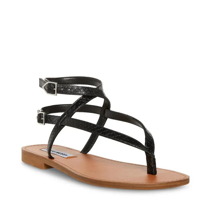 Womens Frannie Black Snake Steve Madden Sandals