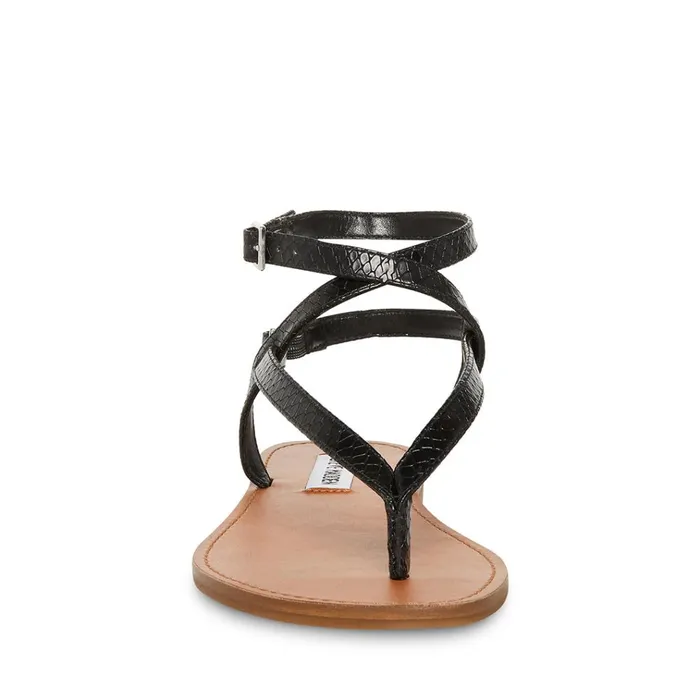 Womens Frannie Black Snake Steve Madden Sandals
